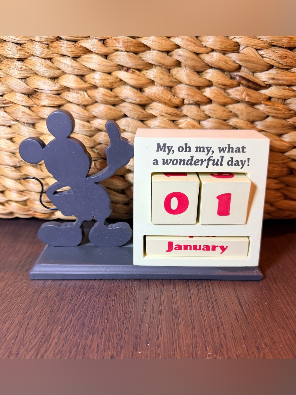 Disney Whimsical Perpetual Desk Calendar with Mickey Silhouette